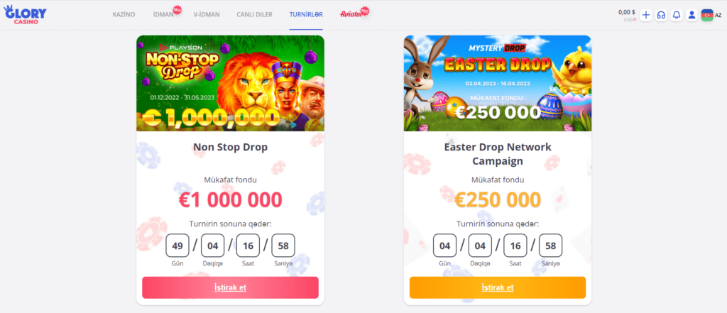 Glory Casino Pulsuz Fırlanmalar