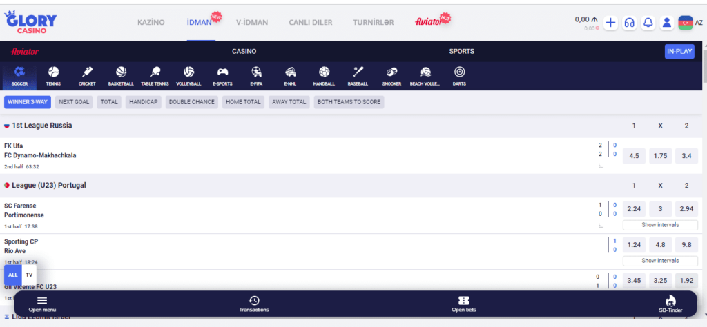 Glory Casino Ödəniş