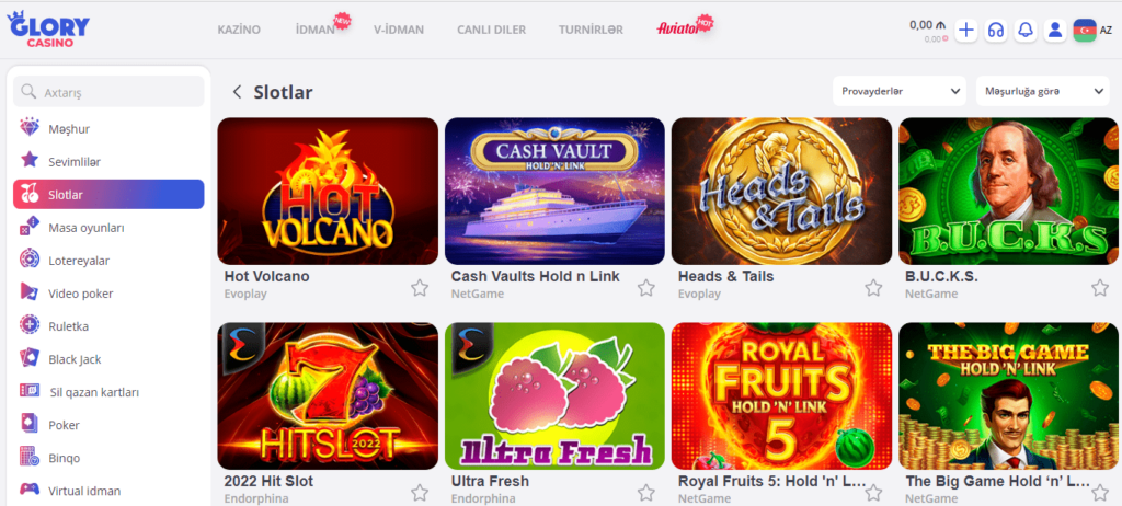 Glory Casino Azərbaycan slotları unikallığı ilə seçilir